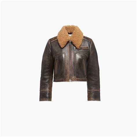 Miu Miu Shearling Collar Oversized Jacket 